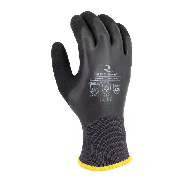 Radians RWG28 Cut Protection Level A2 Dipped Waterproof Winter Gripper Glove, XL