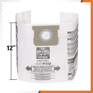 RIDGID 40153 VF3503 High-Efficiency 6-9 Gallon Vacuum Dust Bags - McCally Tool and Supply | Industrial Distributor & Repair