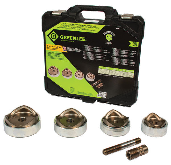 Greenlee 7308 Punch Kit Stainless Steel 2-1/2", 3", 3-1/2", and 4" Conduit