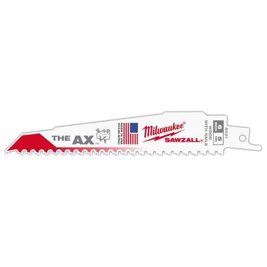 Milwaukee 48-01-7021 6" 5 TPI The AX Demolition Wood Cutting SAWZALL Blades (100 Pk)