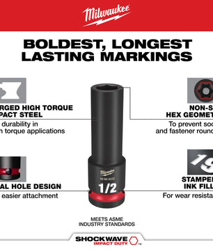 Milwaukee 49-66-6800 17PC SHOCKWAVE™ Impact Duty Socket 3/8” Drive SAE Set with PACKOUT