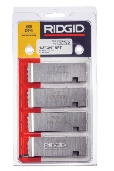 RIDGID 47765 1/2" to 3/4" - 14NPT High Speed RH Universal Dies (4pk)