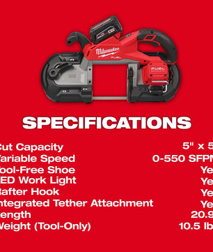 Milwaukee 2929S-22 M18 FUEL™ Dual Trigger Deep Cut Band Saw Kit - McCally Tool and Supply | Industrial Distributor & Repair