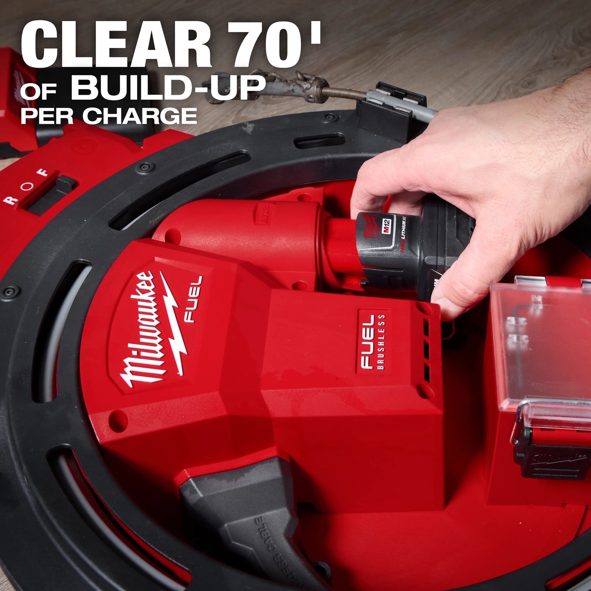 Milwaukee 2519-21 M12 FUEL™ High Speed Chain Snake for 1-1/4”-2” Pipes