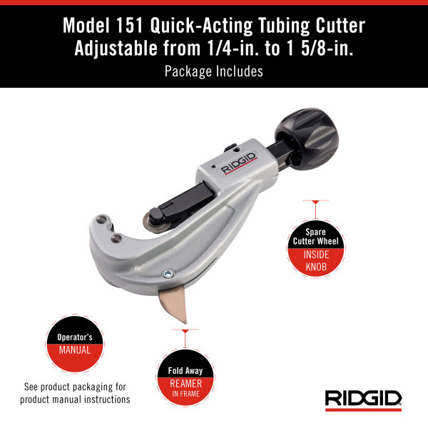 RIDGID 31632 Quick-Acting Tubing Cutter Model 151