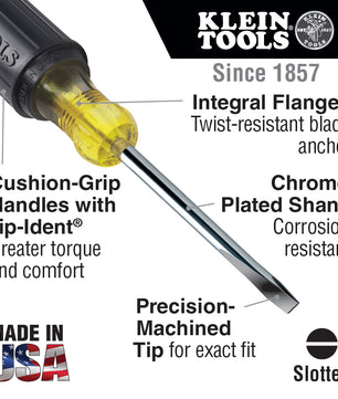 Klein Tools 601-8 3/16-Inch Cabinet Screwdriver, 8-Inch Round Shank - McCally Tool and Supply | Industrial Distributor & Repair