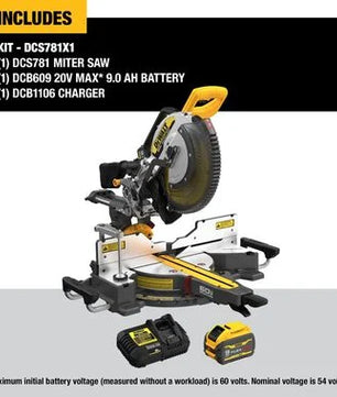 DeWALT DCS781X1 60V 12in Sliding Miter Saw Kit