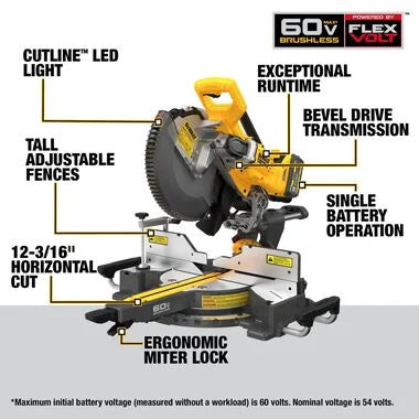 DeWALT DCS781X1 60V 12in Sliding Miter Saw Kit