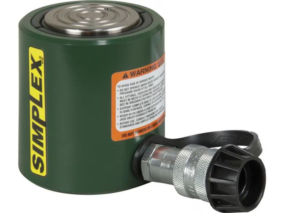 Simplex RLS302 30 ton (266,9 kN) Capacity, 2.44 in (62 mm) Stroke, Single-Acting, Low Height Hydraulic Cylinder