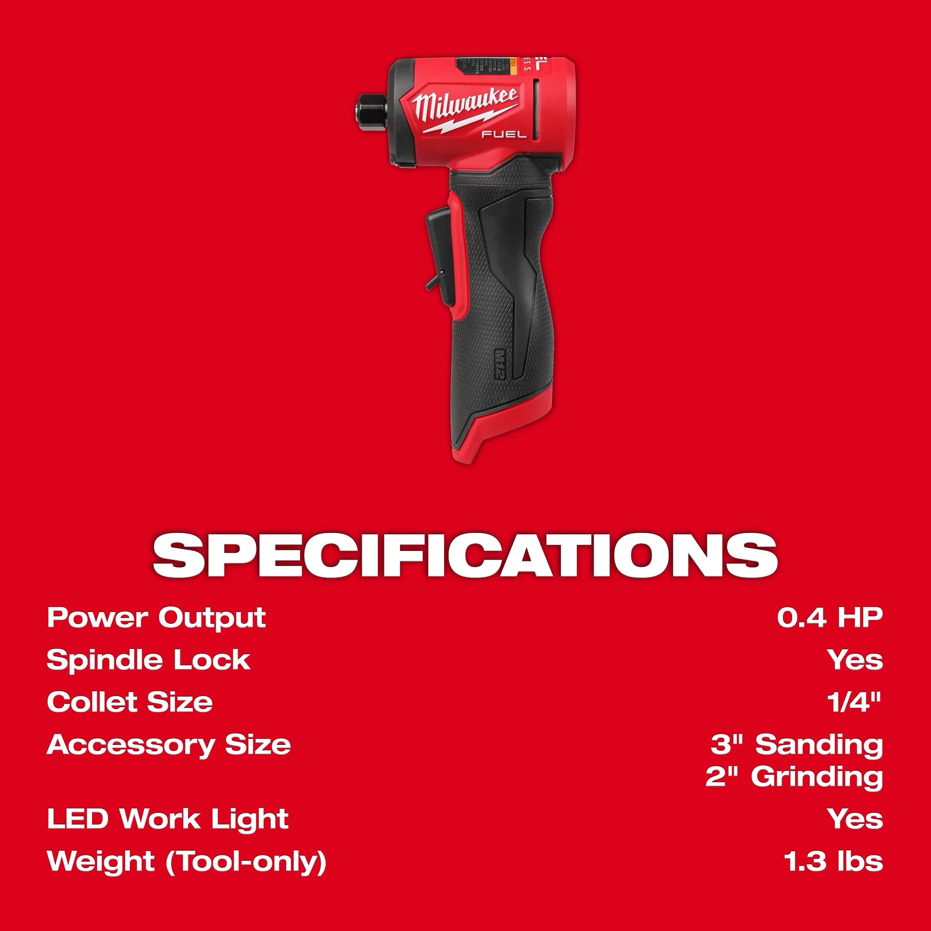 Milwaukee 3485-20 M12 FUEL™ 1/4" Right Angle Die Grinder