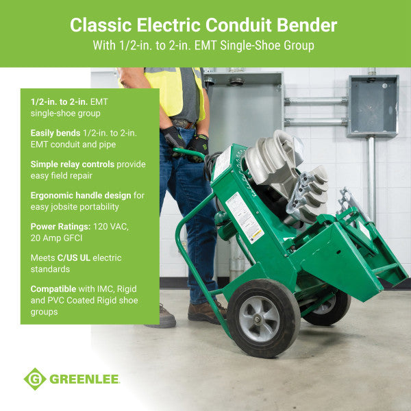 Greenlee 555ESC Classic Electric Bender with Single EMT Shoes