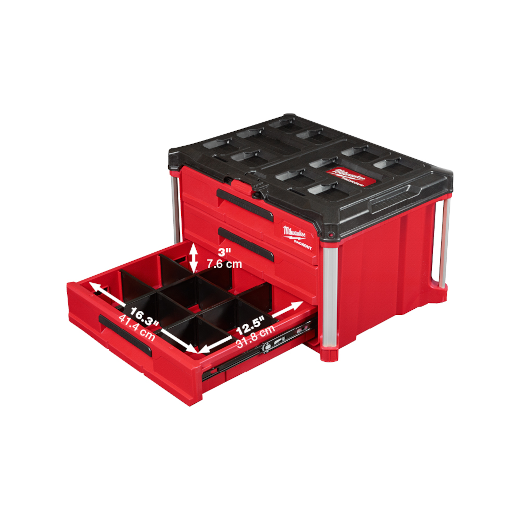 Milwaukee 48-22-8443 PACKOUT™ 3-Drawer Tool Box - McCally Tool and Supply | Industrial Distributor & Repair