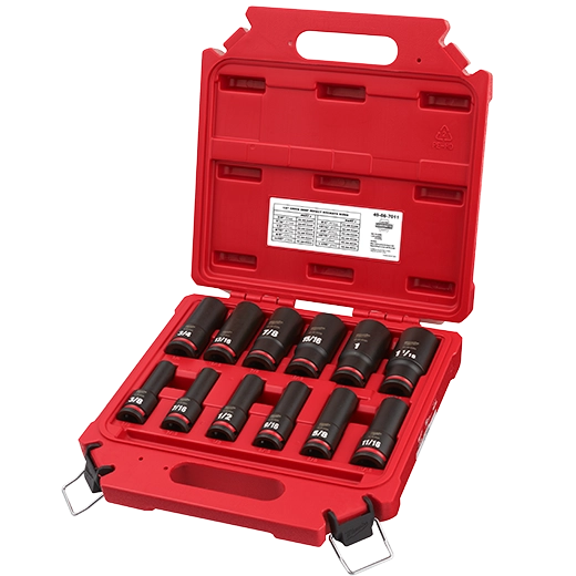 Milwaukee 49-66-7011 SHOCKWAVE Impact Duty™ 1/2" Drive SAE Deep 6 Point Socket Set (12 Pice)