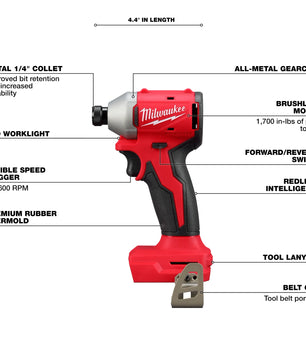 Milwaukee 3650-20 M18™ Compact Brushless 1/4