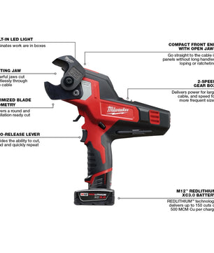 Milwaukee 2472-21XC M12™ 600 MCM Cable Cutter Kit - McCally Tool and Supply | Industrial Distributor & Repair