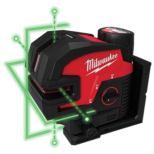 Milwaukee 3624-21 M12™ Green Cross Line & 4-Points Laser Kit - McCally Tool and Supply | Industrial Distributor & Repair