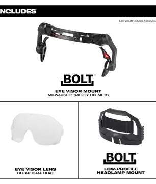 Milwaukee 48-73-1411 BOLT™ Eye Visor - Clear Dual Coat Lens (Compatible with Milwaukee® Safety Helmets) - McCally Tool and Supply | Industrial Distributor & Repair