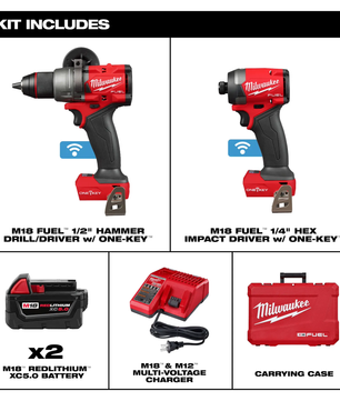 Milwaukee 3696-22 M18 FUEL™ 2-Tool Combo Kit w/ ONE-KEY™ - McCally Tool and Supply | Industrial Distributor & Repair