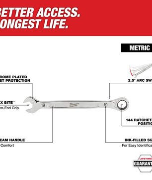 Milwaukee 45-96-9309 9mm Metric Ratcheting Combination Wrench
