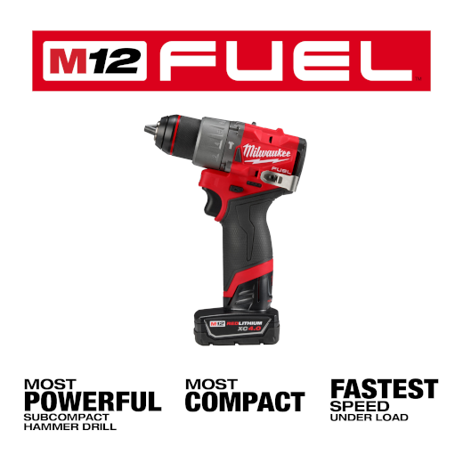 Milwaukee 3404-22 M12 FUEL™ 1/2" Hammer Drill/Driver Kit - McCally Tool and Supply | Industrial Distributor & Repair
