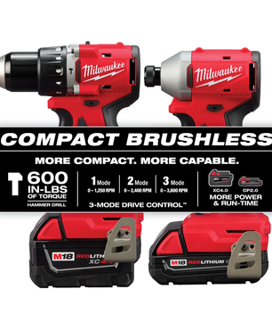 Milwaukee 3693-22CX M18™ Compact Brushless 2-Tool Combo Kit - McCally Tool and Supply | Industrial Distributor & Repair
