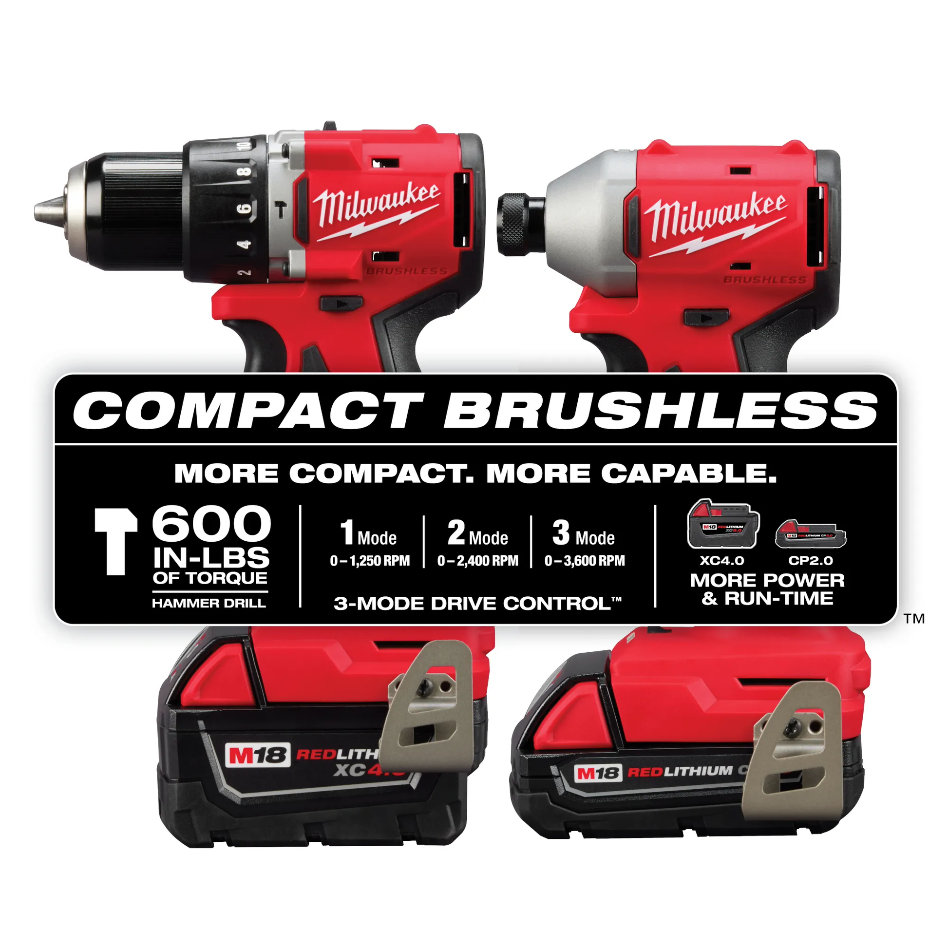 Milwaukee 3693-22CX M18™ Compact Brushless 2-Tool Combo Kit - McCally Tool and Supply | Industrial Distributor & Repair