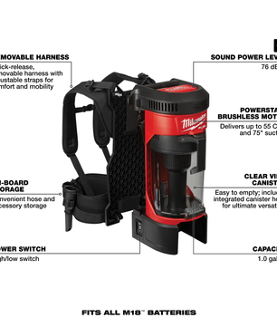 Milwaukee 0885-20 M18 FUEL 3-in-1 Backpack Vacuum