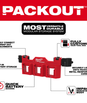 Milwaukee 48-22-8603 PACKOUT™ Tool Box M18™ Battery Rack Attachment - McCally Tool and Supply | Industrial Distributor & Repair