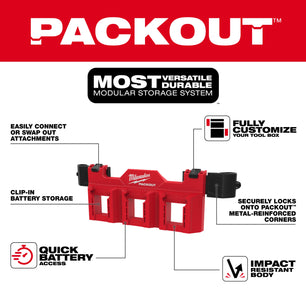 Milwaukee 48-22-8603 PACKOUT™ Tool Box M18™ Battery Rack Attachment - McCally Tool and Supply | Industrial Distributor & Repair