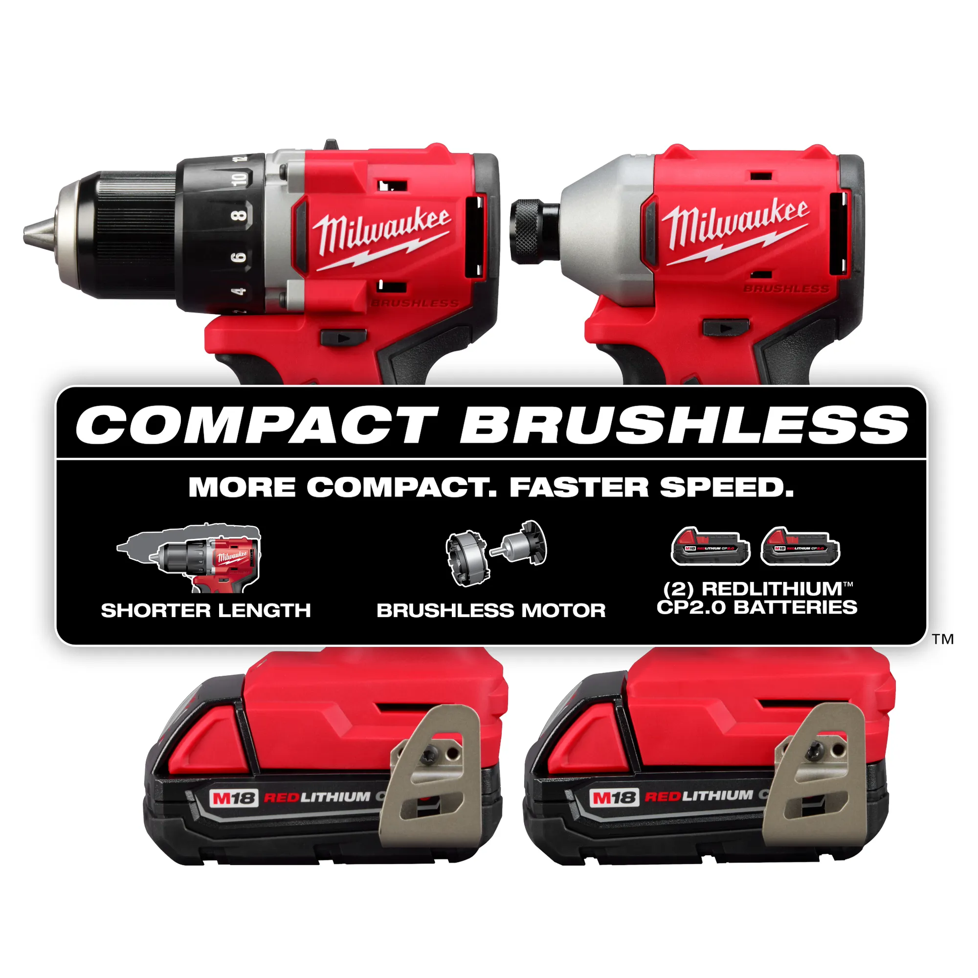 Milwaukee 3692-22CT M18™ Compact Brushless 2-Tool Combo Kit - McCally Tool and Supply | Industrial Distributor & Repair
