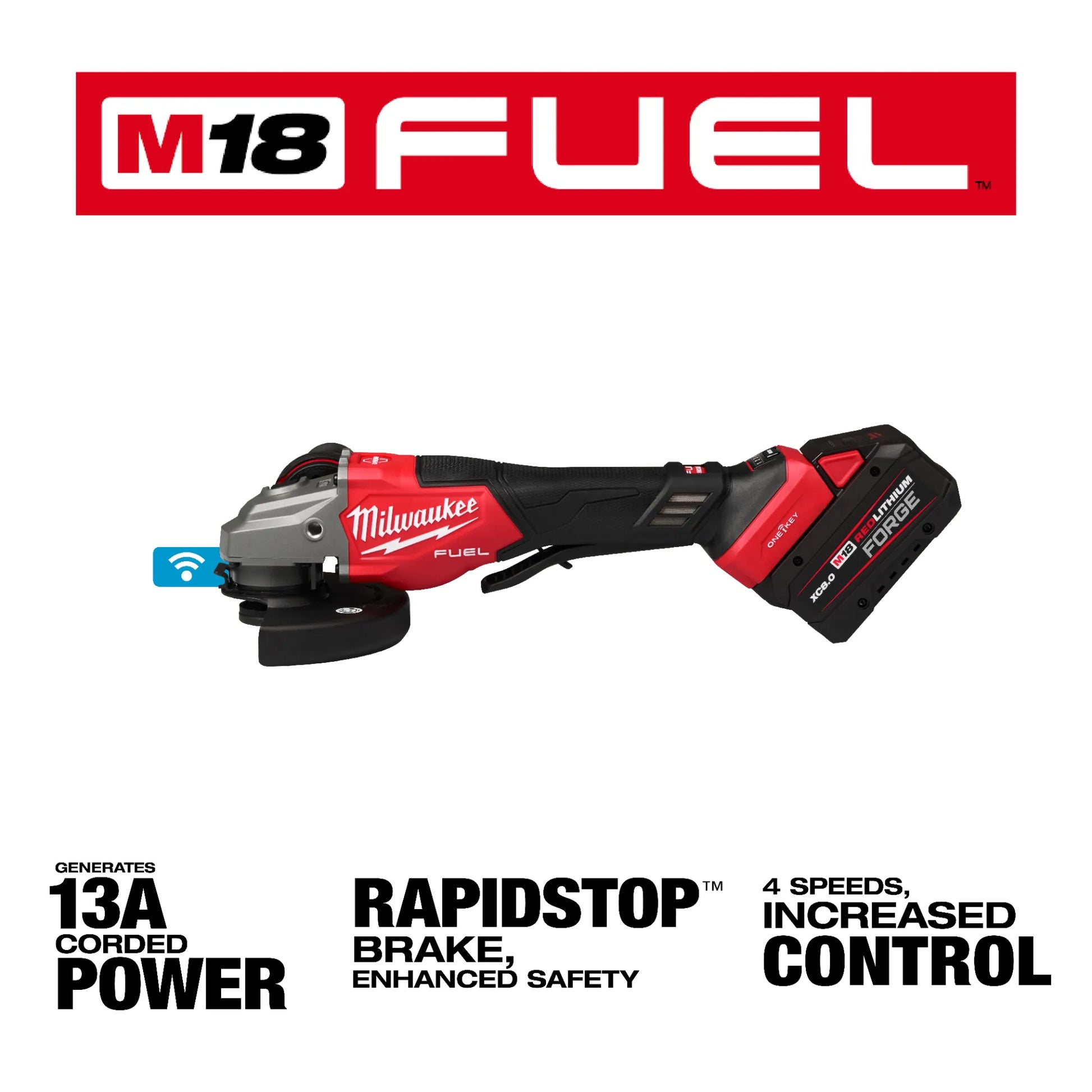 Milwaukee 3672-22 M18 FUEL™ 4-1/2"-6" Variable Speed Braking Grinder, Paddle Switch w/ ONE-KEY™ Kit - McCally Tool and Supply | Industrial Distributor & Repair