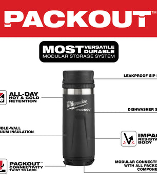 Milwaukee 48-22-8395B PACKOUT Black 18 Oz. Insulated Bottle with Sip Lid