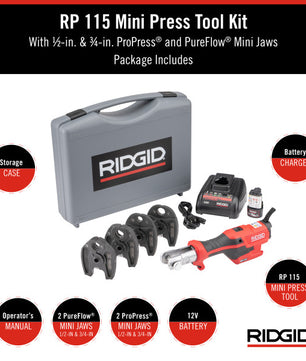 RIDGID 72558 RP 115 Combo Kit w/ ProPress & PureFlow Jaws (1/2