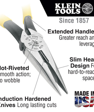 Klein Tools D203-8 Pliers, Needle Nose Side-Cutters, 8-Inch - McCally Tool and Supply | Industrial Distributor & Repair