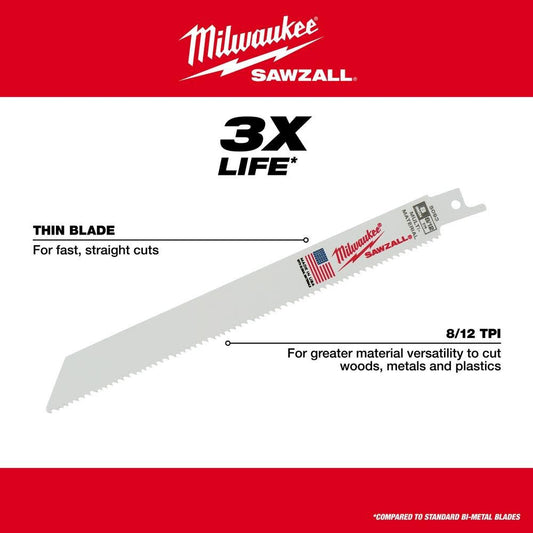 Milwaukee 48-01-6091 6" 8/12 TPI SAWZALL Blades (50 Pack)