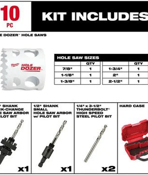 Milwaukee 49-22-4095 HOLE DOZER™ Electricians Hole Saw Kit - 10PC