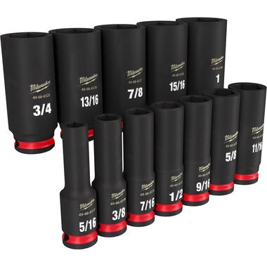 Milwaukee 49-66-7006 SHOCKWAVE Impact Duty™ 3/8" Drive SAE Deep 6 Point Socket Set (12 Piece)