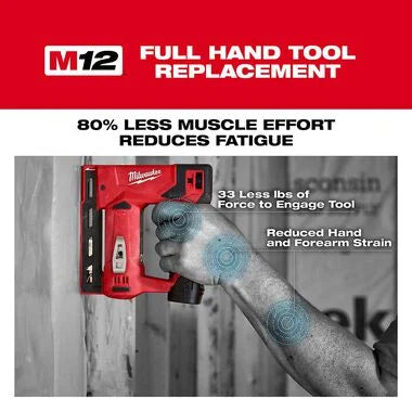 Milwaukee 2447-20 M12™ 3/8" Crown Stapler - McCally Tool and Supply | Industrial Distributor & Repair