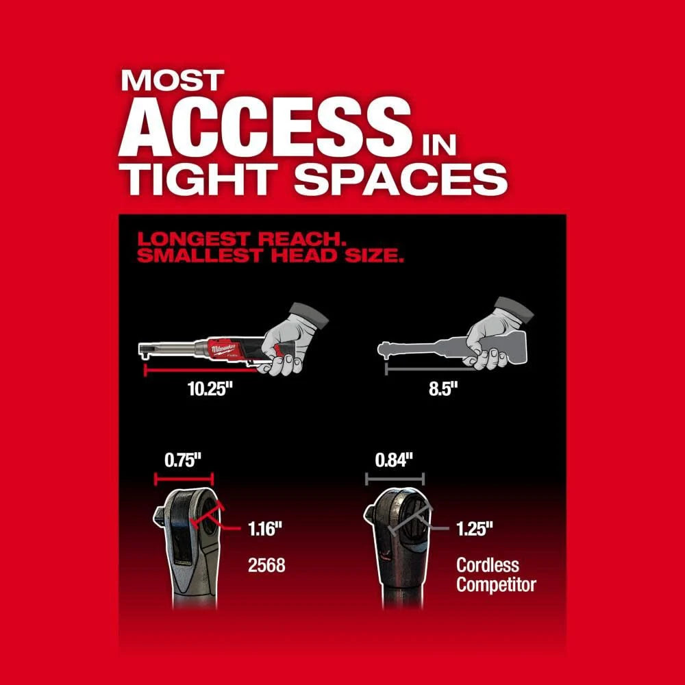 Milwaukee 2568-20 M12 FUEL™ 1/4" Extended Reach High Speed Ratchet - McCally Tool and Supply | Industrial Distributor & Repair