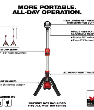 Milwaukee 2132-20 M12™ ROCKET™ Dual Power Tower Light - McCally Tool and Supply | Industrial Distributor & Repair