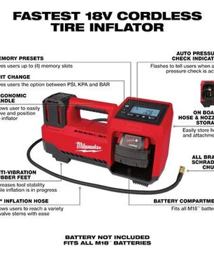 Milwaukee 2848-20 M18™ 18V Cordless Tire Inflator