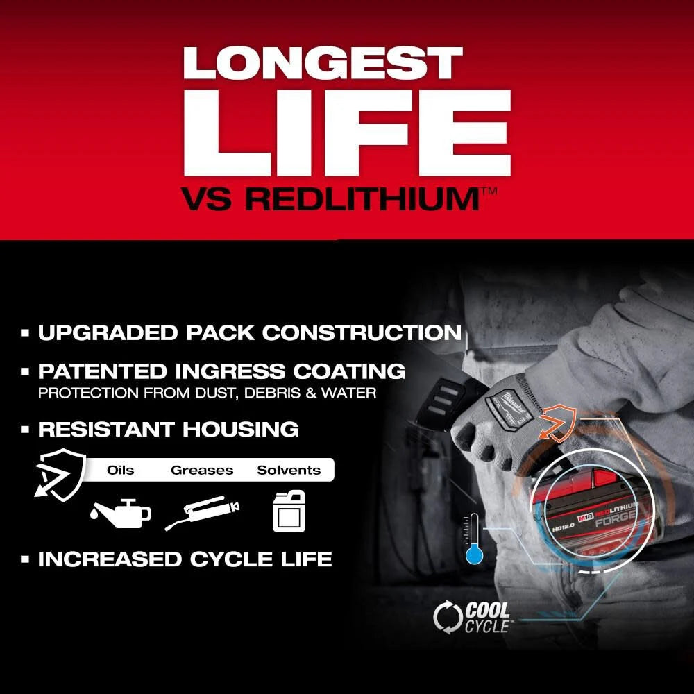 Milwaukee 48-11-1813 M18™ REDLITHIUM™ FORGE™ HD12.0 Battery Pack - McCally Tool and Supply | Industrial Distributor & Repair
