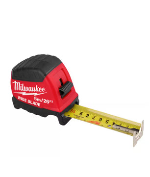 Milwaukee 48-22-1226 8m/26ft Wide Blade Tape Measure 18ft Reach - McCally Tool and Supply | Industrial Distributor & Repair