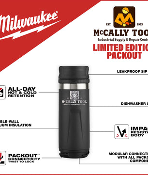 Milwaukee 48-22-8395B PACKOUT Black 18 Oz. Insulated Bottle with Sip Lid (Limited Edition)