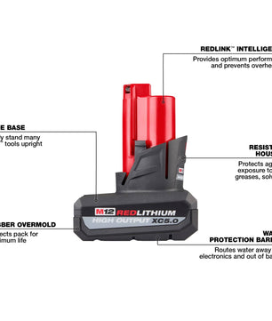 Milwaukee 48-11-2425 M12 REDLITHIUM High OUTPUT CP2.5 Battery Pack - McCally Tool and Supply | Industrial Distributor & Repair