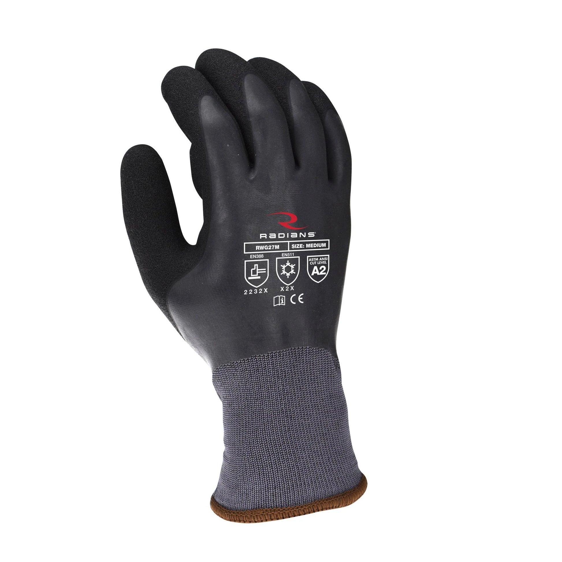Radians RWG28 Cut Protection Level A2 Dipped Waterproof Winter Gripper Glove, XL