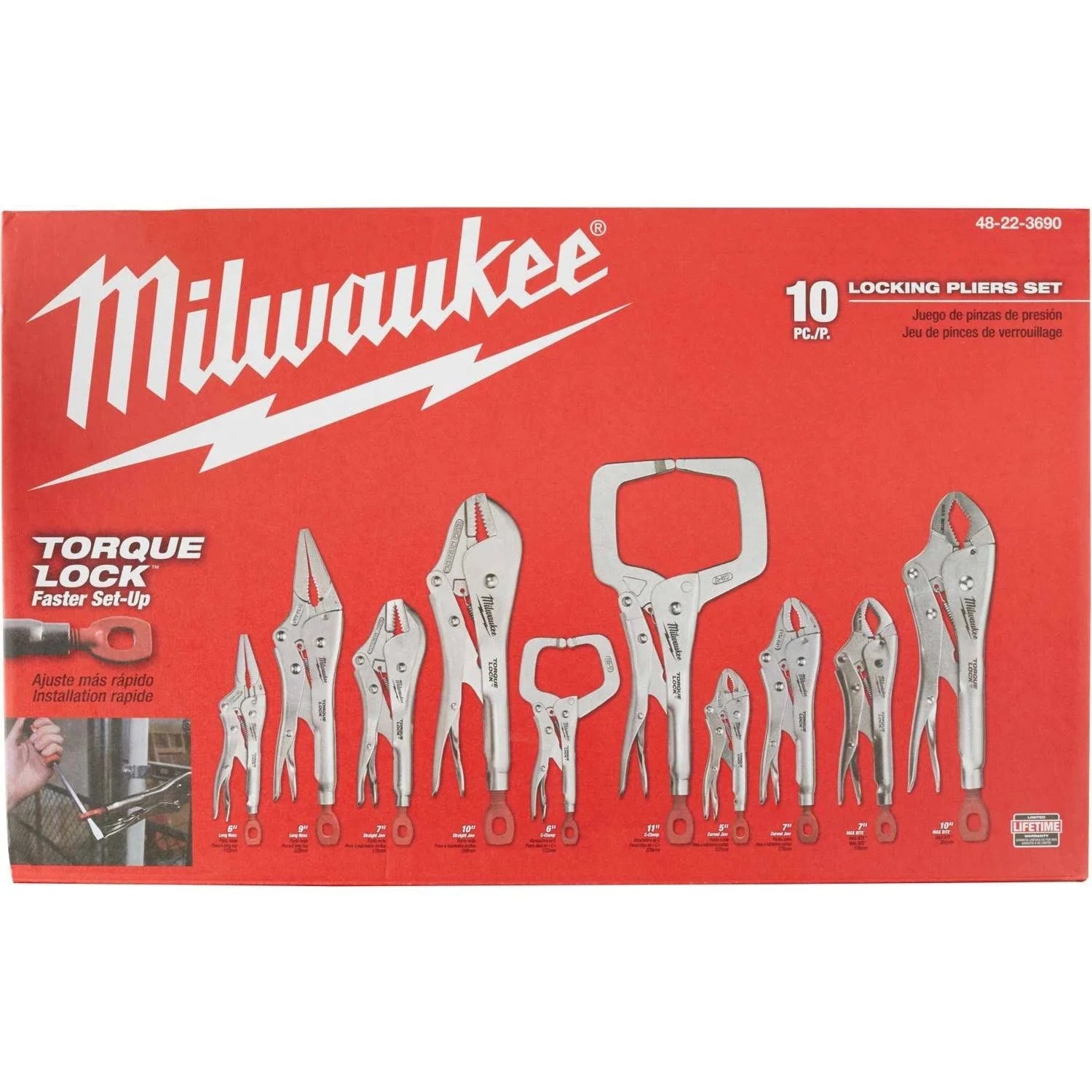 Milwaukee 48-22-3690 10 Piece Locking Pliers Set