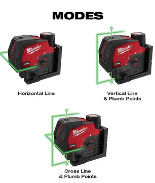 Milwaukee 3622-20 M12™ Green Cross Line and Plumb Points Laser - McCally Tool and Supply | Industrial Distributor & Repair