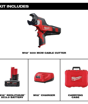 Milwaukee 2472-21XC M12™ 600 MCM Cable Cutter Kit - McCally Tool and Supply | Industrial Distributor & Repair
