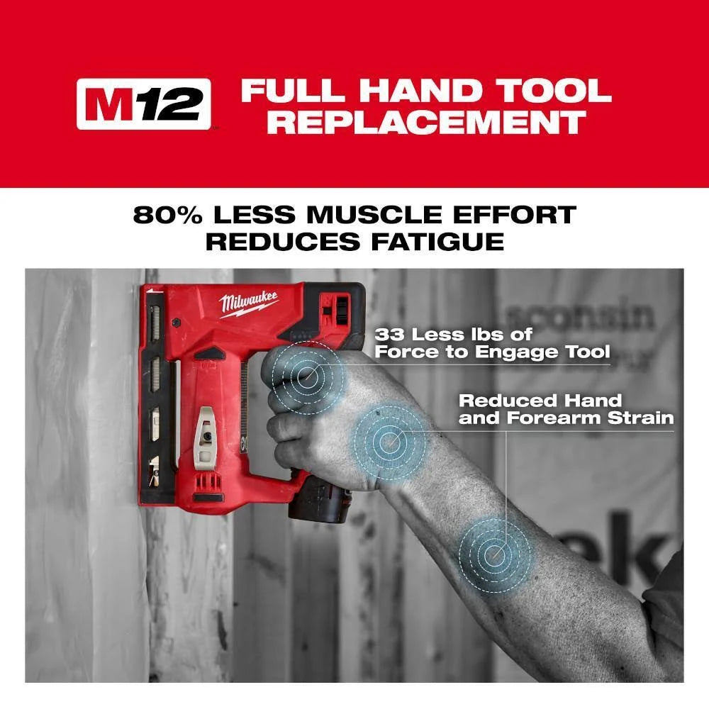 Milwaukee 2447-20 M12™ 3/8" Crown Stapler - McCally Tool and Supply | Industrial Distributor & Repair